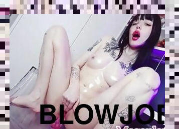 masturbation, fitta-pussy, avsugning, fötter, flickvän, dildo, goth, tatuering