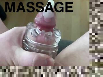 Cumming in condom while fucking masturbator