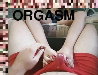 orgasme, fødder, synsvinkel, trusser, sperm, kær, fetish, fodjob, påklædt-sex, undertøj-underwear