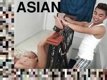 asiatisk, amatör, cumshot, gay, bdsm, fötter, bunden, fetisch, bondage, twink