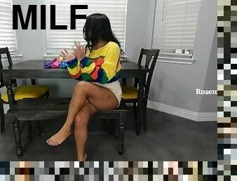 MILF trys on colorful high waist thongs youtuber fun