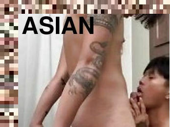 asiatique, amateur, fellation, ejaculation-sur-le-corps, énorme-bite, gay, branlette, couple, ejaculation, fétiche