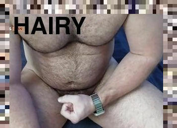 Chunky Hairy Bear Fapps and Cums on Dirty White Jockstrap