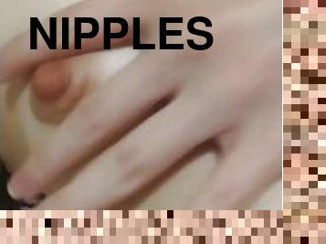 nippel, orgamus, fingerspiele, fetisch, nass, brunette, puffy-nippel, saugen
