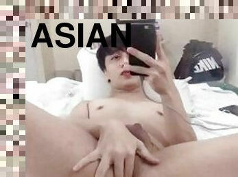 asiatisk, anal, gay, porrstjärna, fingerknull, ensam, filipinsk, twink, retande