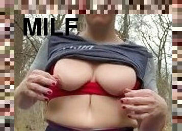 Titty bit nipple in the woods!