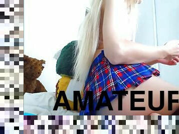 Pretty tiny tits blonde teen loves to show off on cam