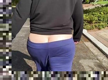 Public Neighbor Walk With Bubble Butt Peaking