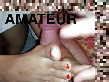 gorgeous girl with gorgeous feet doing excellent footjob