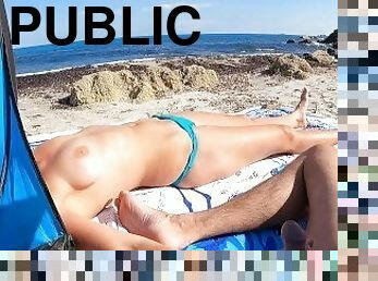 masturbation, public, ados, branlette, ejaculation-interne, plage