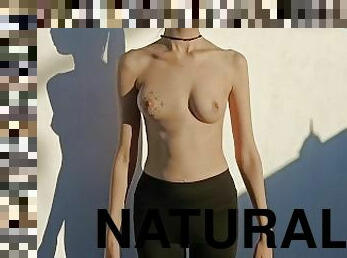 storatuttar, utomhus, publik, rysk, brudar, naturlig, vacker, tuttar, exhibitionist, tatuering