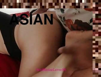 asiatisk, sport, amatör, blandade-raser, creampie, svart, par