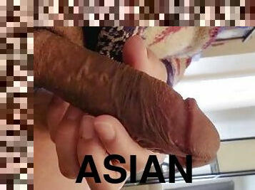 asiatisk, masturbation, amatör, avrunkning, ensam, kuk