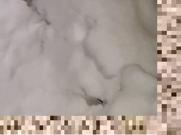 Massive cumshot out in the Snow