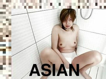asiatisk, masturbation, pissande, amatör, tonåring, kåt, toalett, fetisch, ensam, asiatisk-tonåring
