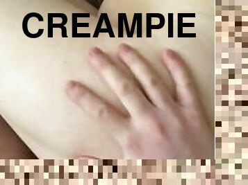 Knocked up creampie for my wife’s hairy pussy