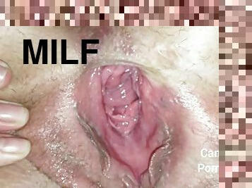 Bbw milf showed her big tits in the bathroom, spread her legs and signed showing her deep, hairy cun