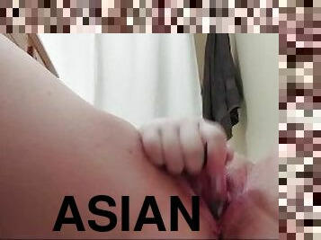asiatisk, fitta-pussy, amatör, leksak, hardcore, slyna, knullande, tight, ensam, brunett