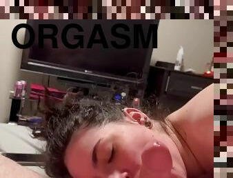 Ball sucking leads to an intense orgasm