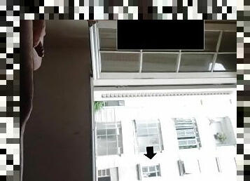 Neighbor get surprised when caught me naked masturbating at open window