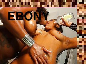 Hot Ebony Babes Sommer Isabella & Nyna Stax Showing Off Their Curvy Oily Bodies