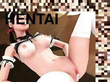 asiatisk, röv, storatuttar, hembiträde, tonåring, japansk, underkläder, hentai, busig, 3d