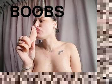 storatuttar, amatör, avsugning, leksak, dildo, tuttar, petit, fetisch, gagging, topless