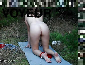 Girl From The Forest Voyeur Totally Nude Yoga Relaxing
