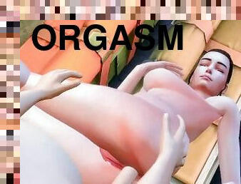 orgamus, creampie, gesichts, beule, hentai