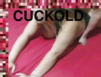 Cuckold: Just caught my wife cheating with the 18y/o pizza boy so i joined in and fucked her throat