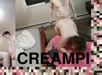 doggy-style, party, publik, amatör, creampie, par, college