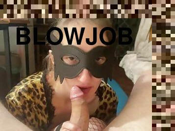 I'm doing blowjob with mask on my face