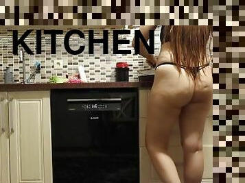 Sexy hot girl is cooking in the kitchen part 6