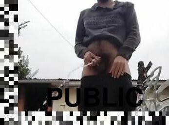 énorme, masturbation, pisser, public, énorme-bite, gay, secousses, solo, musclé, ours