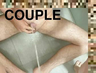 fürdőkádban, pisilés, punci, amatőr, asszonyok, párok, láb, nézőpont, zuhanyozás, nedves-punci