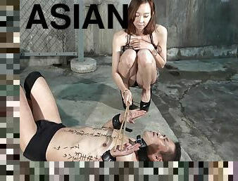 asiatisk, hardcore, japansk, bdsm, slav, fötter, strumpor, fetisch, älskarinna, footrunk