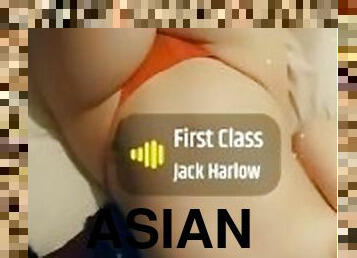 asiatisk, amatør, teenager, røv-butt, lille, drillende, g-streng