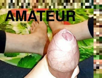 masturbation, amateur, énorme-bite, ados, branlette, pieds, fétiche, solo, bite, jambes