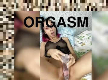 masturbación, orgasmo, coño-pussy, amateur, negra, con-los-dedos, follando-fucking, consolador, a-solas, afeitada