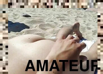 masturbación, nudista, público, amateur, playa, brasil, europeo, euro, musculada