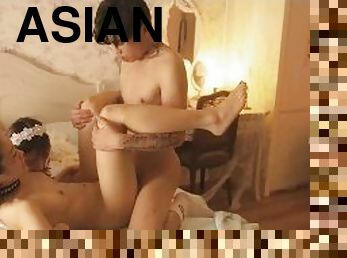 asiatisk, fitta-pussy, avsugning, cumshot, kändis, strumpor, blond, sperma, oral