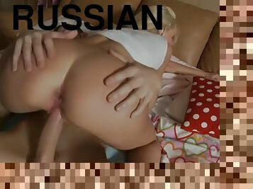 Blonde russian hoe gets drilled by a huge cock in ass and pussy