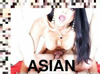 asiatisk, store-pupper, shemale, amatør, anal, ladyboy, cum, knulling-fucking, vakker
