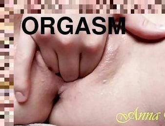 klitta, extrem, orgasm, fitta-pussy, ensam, close-up, vått, saftig, särande