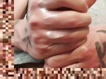 Nice creamy two handed cumshot