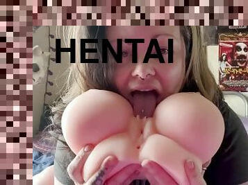 nagymell, apa, maszturbálás, orgazmus, punci, játékszer, ujjazás, dupla, nézőpont, hentai