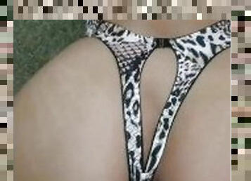 Leopard bodysuit teen doggy style POV