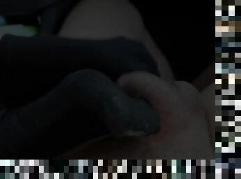 Black ankle socks footjob & toejob in the car with cum filling inside the sock