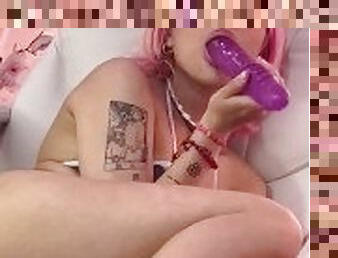 Horny Student Caught Masturbating With Huge Double Dildo
