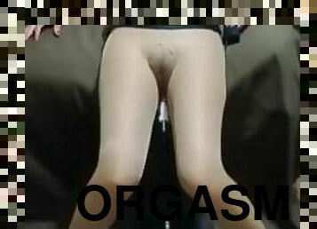 orgasm, strumpbyxor, kvinnligt-sprut, cumshot, fötter, maskiner, fetisch, nylon, höga-klackar